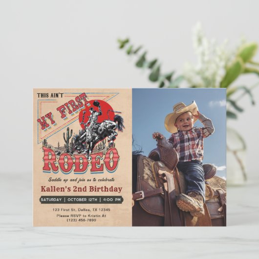セカンドロデオウェスタンカウボーイ2ndフォト誕生日 招待状 (スタンド正面)