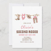 セカンドロデオウェスタン女性のカーボーイセカンドバースデー 招待状 (正面)