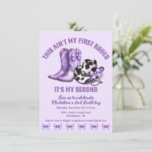 セカンドロデオウエスタンボウズパープル女性のカーボーイ誕生日 招待状 (スタンド正面)