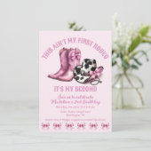 セカンドロデオウエスタンボウズピンク女性のカーボーイ誕生日 招待状 (スタンド正面)