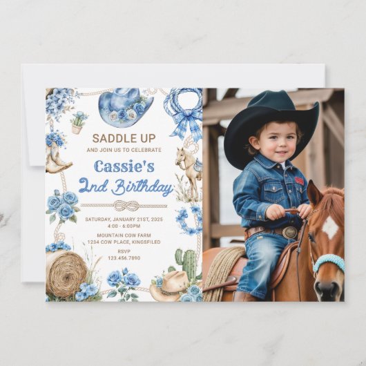 セカンドロデオカウボーイ ワイルドウェスト バースデーパーティー 招待状 (正面)