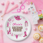 セカンドロデオピンクウェスタンカウボーイ2nd誕生日 ペーパープレート (パーティー)