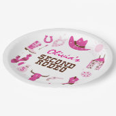 セカンドロデオピンクウェスタンカウボーイ2nd誕生日 ペーパープレート (アングル)