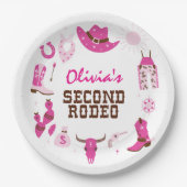 セカンドロデオピンクウェスタンカウボーイ2nd誕生日 ペーパープレート (正面)