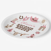 セカンドロデオピンクウェスタンカウボーイ2nd誕生日 ペーパープレート (アングル)