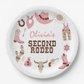 セカンドロデオピンクウェスタンカウボーイ2nd誕生日 ペーパープレート (正面)