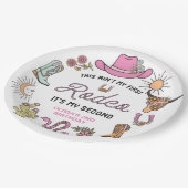 セカンドロデオピンクウェスタンカウボーイ2nd誕生日 ペーパープレート (アングル)