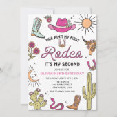 セカンドロデオピンク西部2歳の誕生日 招待状 (正面)