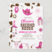 セカンドロデオホットピンクウェスタン2nd誕生日 招待状 (正面/裏面)