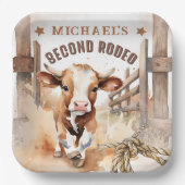 セカンドロデオワイルドウェストブルカウボーイ2nd誕生日 ペーパープレート (正面)