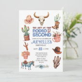 セカンドロデオ女性のカーボーイボーイセカンドウェスタン誕生日 招待状 (スタンド正面)