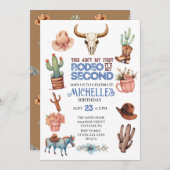 セカンドロデオ女性のカーボーイボーイセカンドウェスタン誕生日 招待状 (正面/裏面)