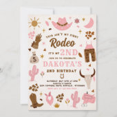 セカンドロデオ女性のカーボーイワイルドウエストバースデーパーティー 招待状 (正面)