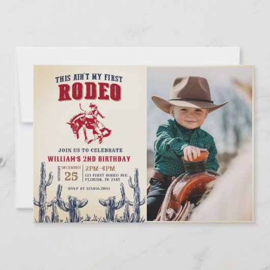 セカンドロデオ西カウボーイ第2バースデーフォト 招待状 (正面)