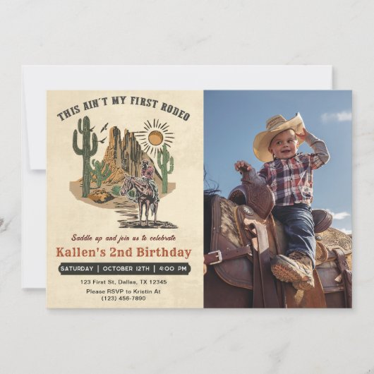 セカンドロデオ西カウボーイ第2バースデーフォト 招待状 (正面)