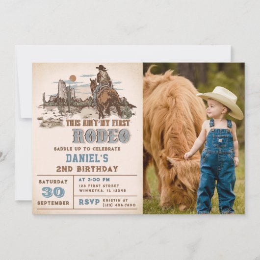 セカンドロデオ西カウボーイ第2バースデーフォト 招待状 (正面)