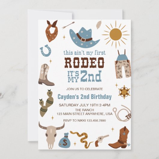 セカンドロデオ西カウボーイ2nd誕生日 招待状 (正面)