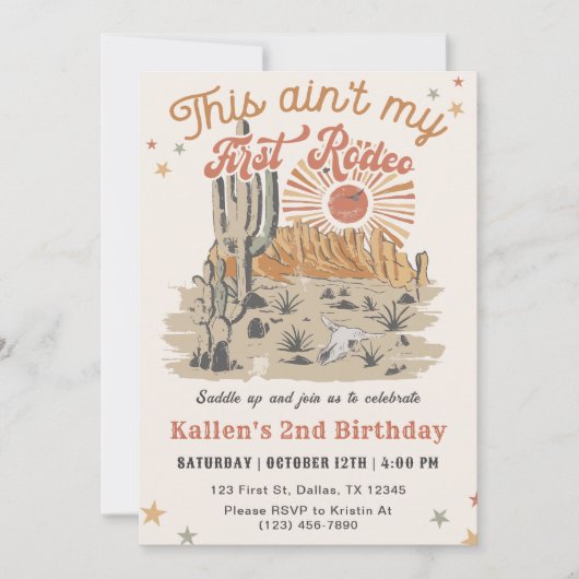 セカンドロデオ西カウボーイ2nd誕生日 招待状 (正面)