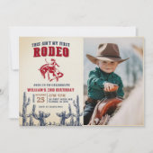 セカンドロデオ ウェスタンカウボーイ 2歳の誕生日写真 招待状 (正面)