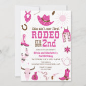 セカンドロデオ ウェスタンコウガール 2歳の誕生日招待状 招待状 (正面)