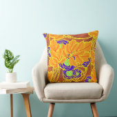 セガイのアールデコ紫と緑の花 クッション (椅子)