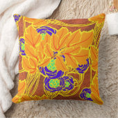 セガイのアールデコ紫と緑の花 クッション (ブランケット)