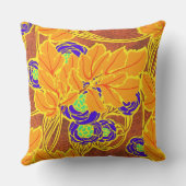 セガイのアールデコ紫と緑の花 クッション (裏面)