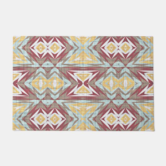 セガユニークルスグリーンブルーレッドイエロートライバルドア ドアマット (正面)