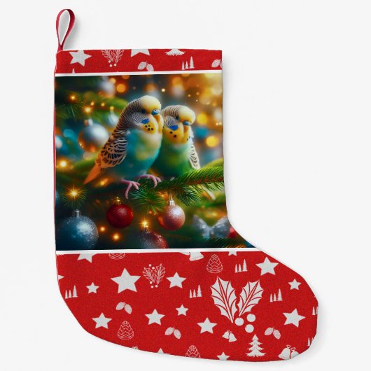 セキセイインコのクリスマス用ストックキング スモールクリスマスストッキング (正面)