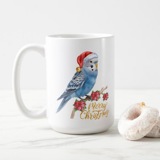 セキセイインコのクリスマス コーヒーマグカップ (ドーナツ)