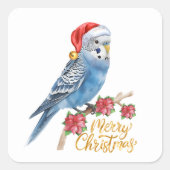 セキセイインコのクリスマス スクエアシール (正面)