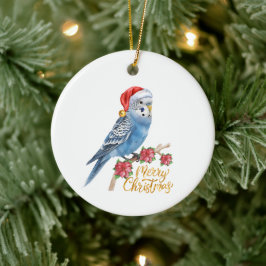 セキセイインコのクリスマス セラミックオーナメント