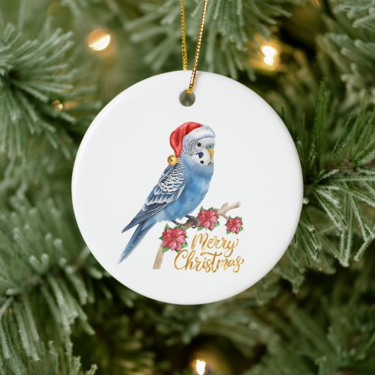 セキセイインコのクリスマス セラミックオーナメント (ツリー)