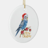 セキセイインコのクリスマス セラミックオーナメント (右)