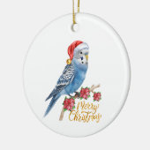 セキセイインコのクリスマス セラミックオーナメント (左)