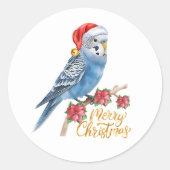セキセイインコのクリスマス ラウンドシール (正面)