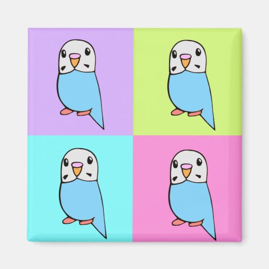 セキセイインコのポップアート マグネット (正面)