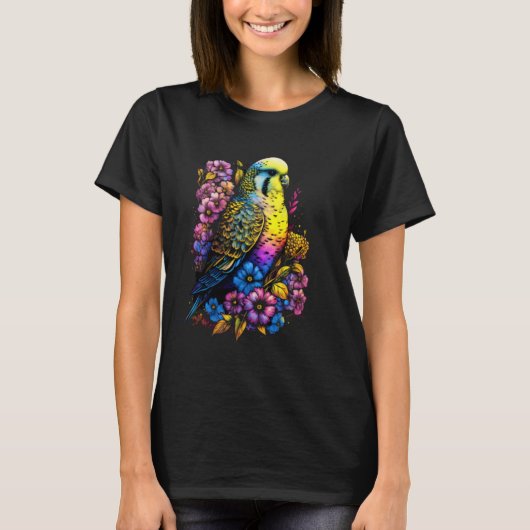 セキセイインコの母の花 Tシャツ (正面)