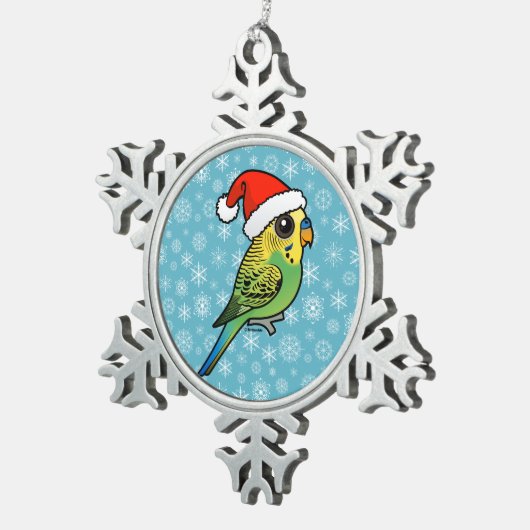 セキセイインコサンタクロース スノーフレークピューターオーナメント (右)