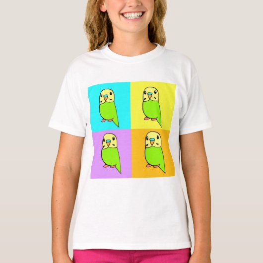 セキセイインコ ポップアート Tシャツ (正面)