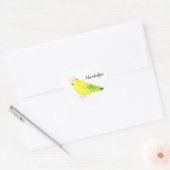 セキセイインコ 水彩画 イエローグリーン ハートシール (封筒)