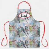 セキセイインコ 鳥 お父さん クリスマス キッチン エプロン (正面)