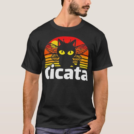 セキタブロッドXおもしろい猫好きセミ昆虫 Tシャツ (正面)