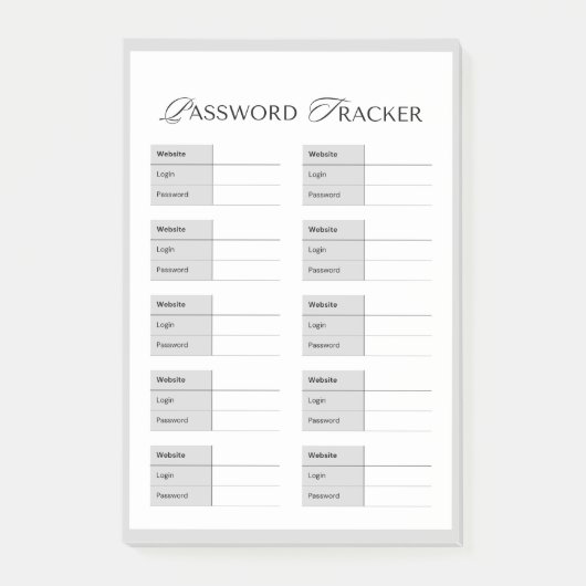 セキュリティで保護されたパスワードトラッカーの事後通知 ポストイット (正面)