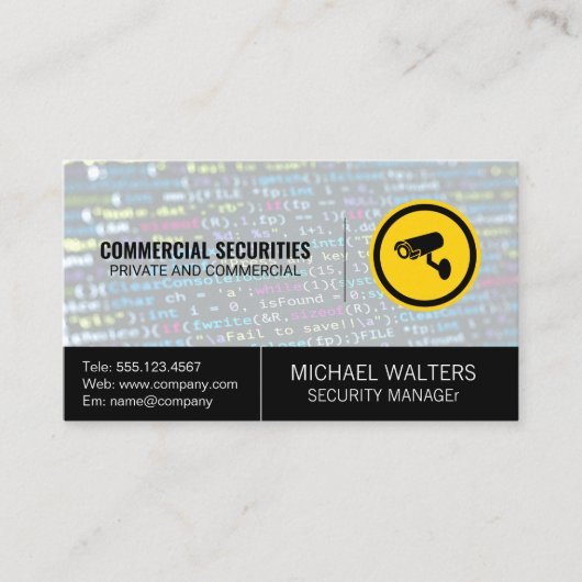 セキュリティカメラロゴ | コーディングの背景 名刺 (正面)