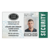 セキュリティガードID写真名ロゴグリーンラベルバッジ 名札 (正面)