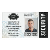 セキュリティガードID写真名ロゴブラックラベルバッジ 名札 (正面)