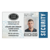 セキュリティガードID写真名ロゴブルーラベルバッジ 名札 (正面)