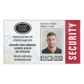 セキュリティガードID写真名ロゴレッドラベルバッジ 名札 (正面)