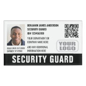 セキュリティガードID写真名ロゴQRブラック 名札 (正面)